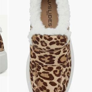 J Slides Leopard Print Sneakers with White Accents